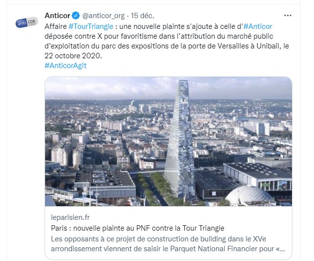 A Paris, le chantier de la Tour Triangle va démarrer avant la fin de  l'année